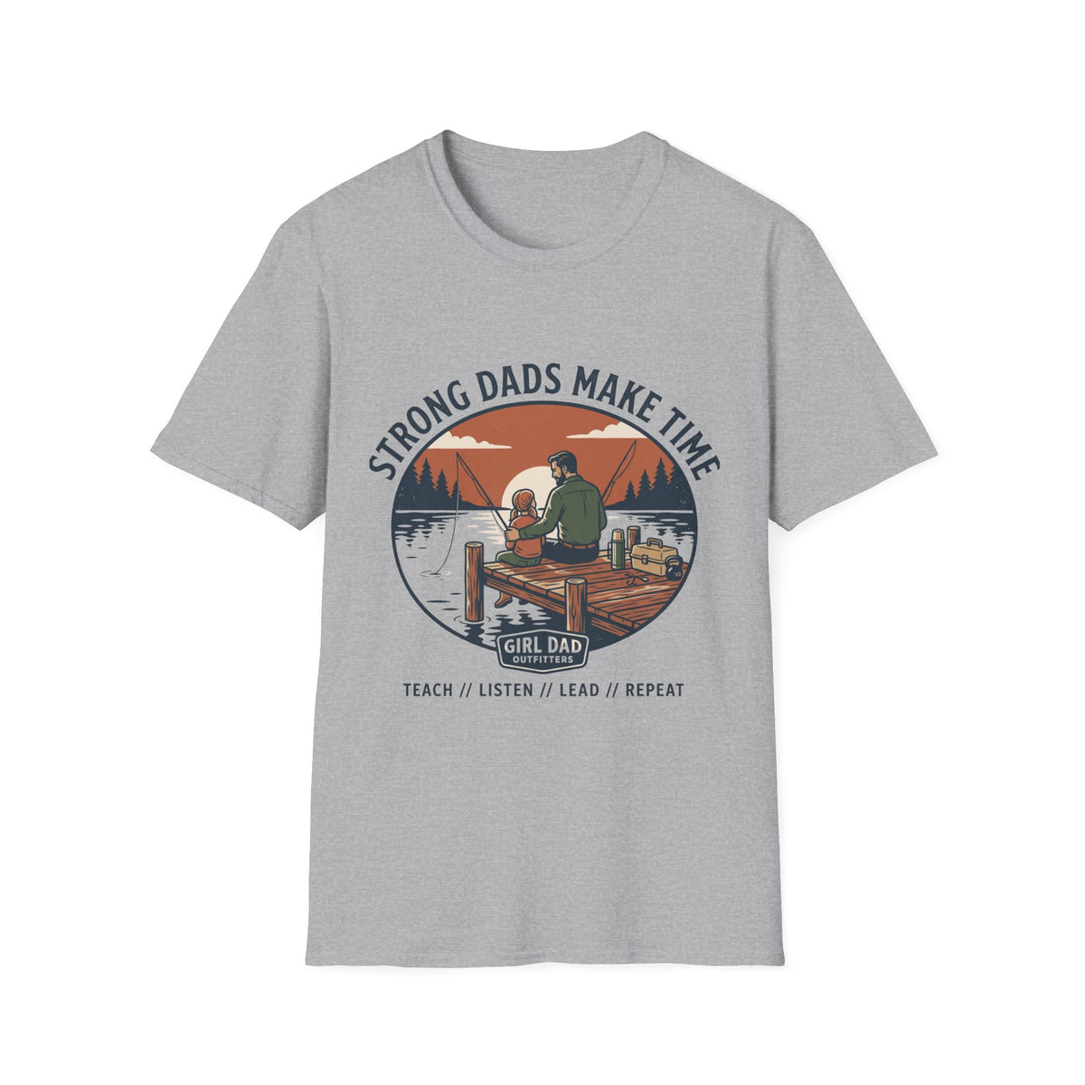 Teach Her To Cast Girl Dad Fishing T-Shirt