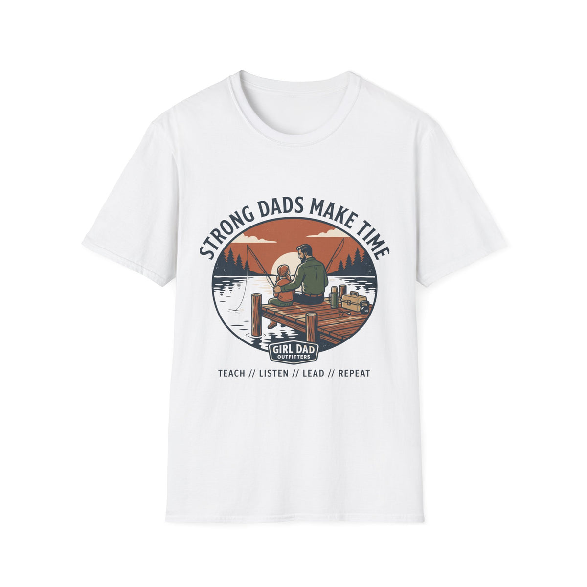Teach Her To Cast Girl Dad Fishing T-Shirt